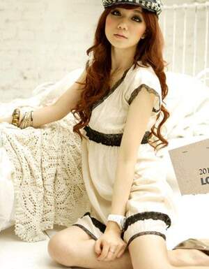 Color Matching Short Sleeve Lace Fashion Dress