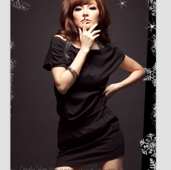 Vogue Rhinestone Off Shoulder Halter Dress