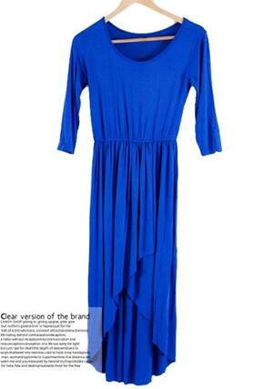 Graceful Style Irregular Lap Dress Blue