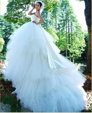 Multilayer Back Bowknot Off-Shoulder Wedding Dress White