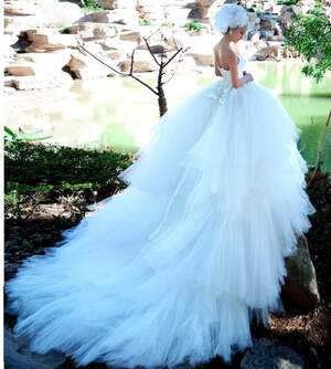 Multilayer Back Bowknot Off-Shoulder Wedding Dress White