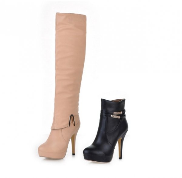 Casual Vogue Dual Wear Metal Embellished High-heeled Adjustable Boots