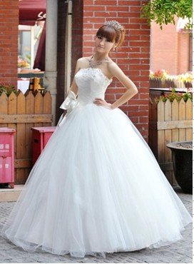Side Bowknot Embellished Big Hem Bride Dress
