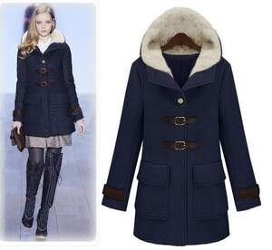 Style PU Buckles Embellished Woolen Coat Camel