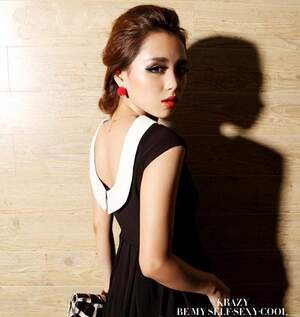Style Retro Backless Design High Waist Bouffant Dress Black&White