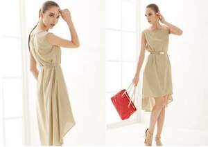 Charming Pure Color Irregular Lap Dress