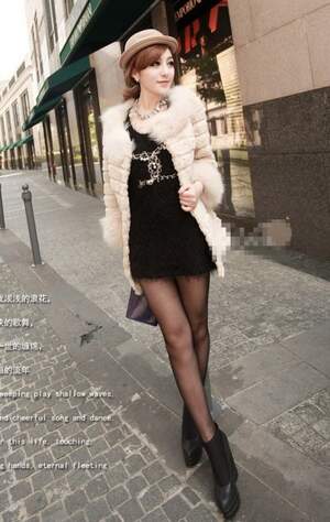 Style Solid Color Splicing Fur Long Coat